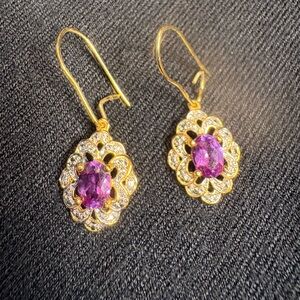 Beautiful Amethyst and Moissanite Earrimgs
